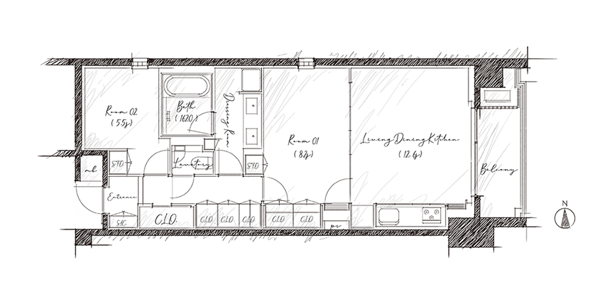 間取りプランの一例 （2LDK ・ 約71m²）