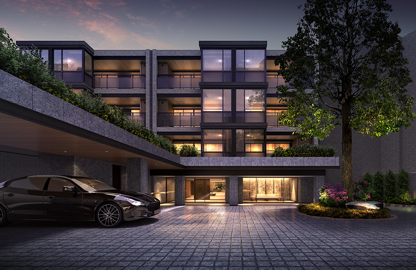 ザ・パークハウス 代々木大山レジデンス 車寄せ完成予想CG