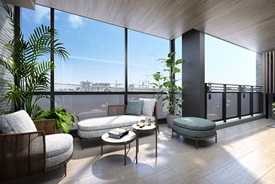 ザ・パークハウス 代々木大山レジデンス バルコニー完成予想CG／SCタイプ（000号室）