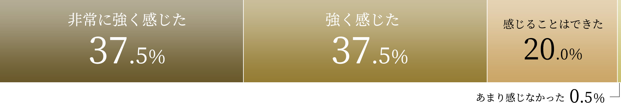 非常に強く感じた37.5% 強く感じた37.5% 感じることはできた20.0% あまり感じなかった0.5%