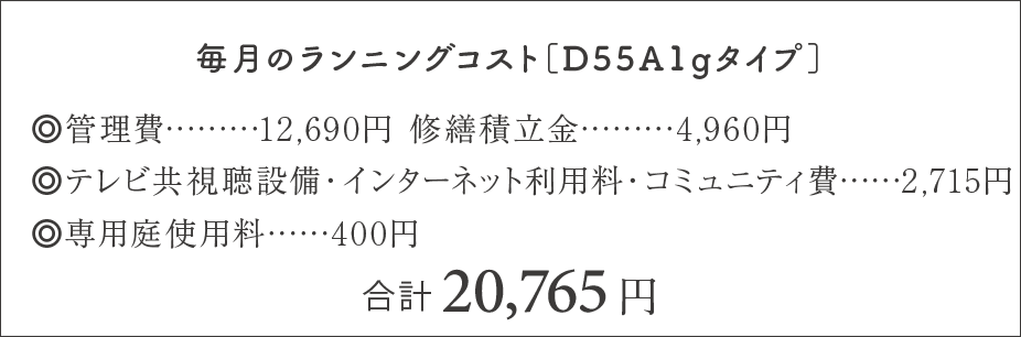 毎月のランニングコスト［D55B2タイプ］