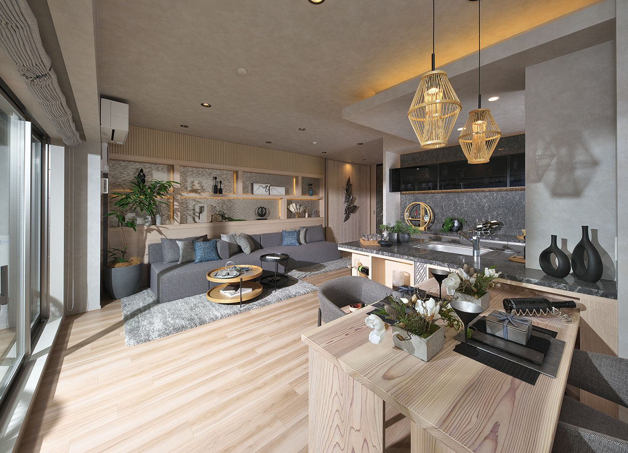 「ザ・パークハウス 京都聖護院」のモデルルームで採用されている「みやこ杣木」