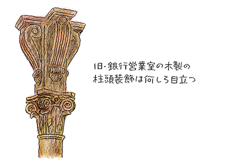 階段の「手摺り子」の一部に解体時に保存採取された部材が使われている