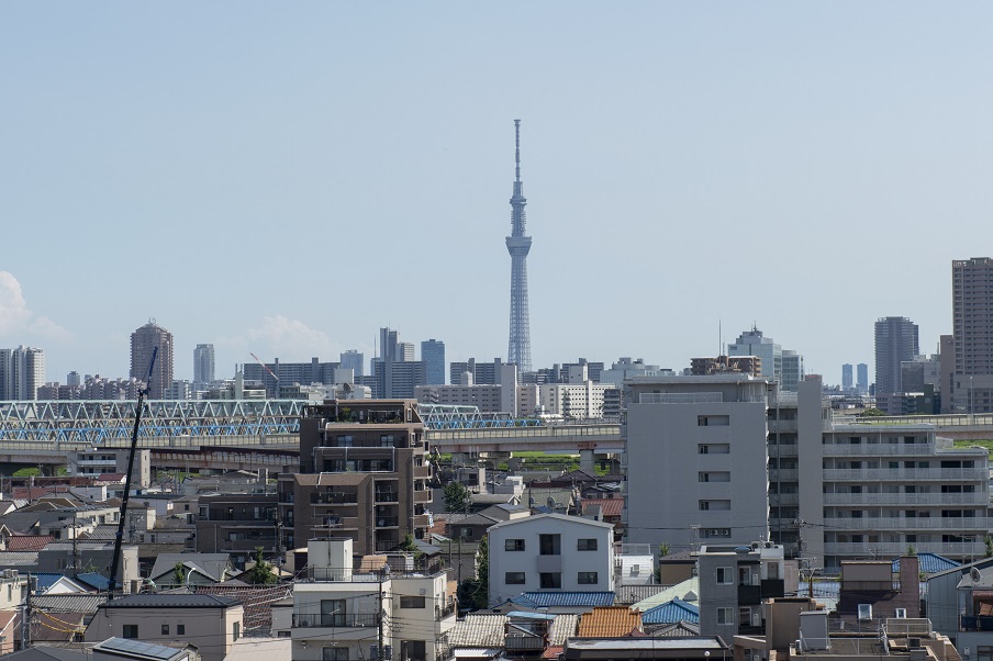 ▲９階Ｉタイプのバルコニーから眺めた南側の風景