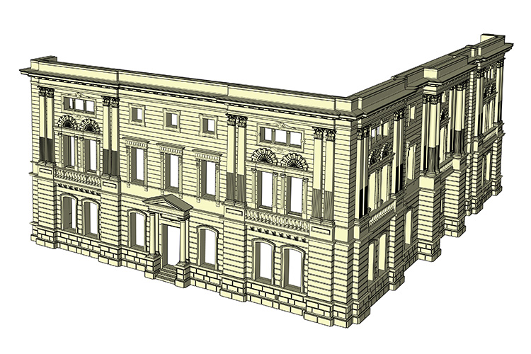 ・BIMデータ BIMデータを図面化し、復元に向けた設計に反映。