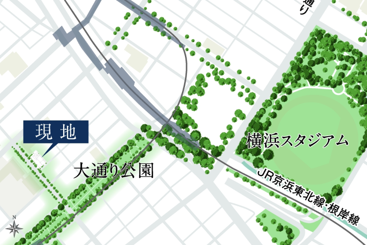 大通り公園の緑の軸線を現地へ引き込む