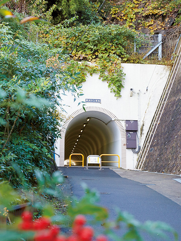トンネルの上下左右を広げ、防水シートも敷設。現在は、多くの地域住民が利用している。