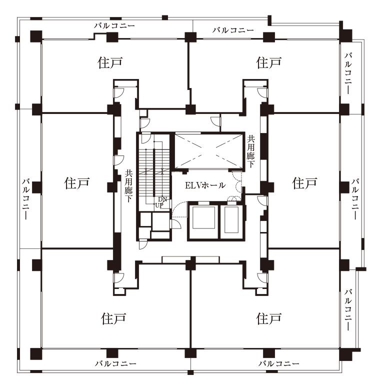 22階平面図（6戸割）
