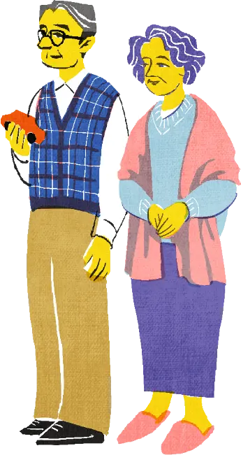 1202号室の住人、お年寄り夫婦のイラスト