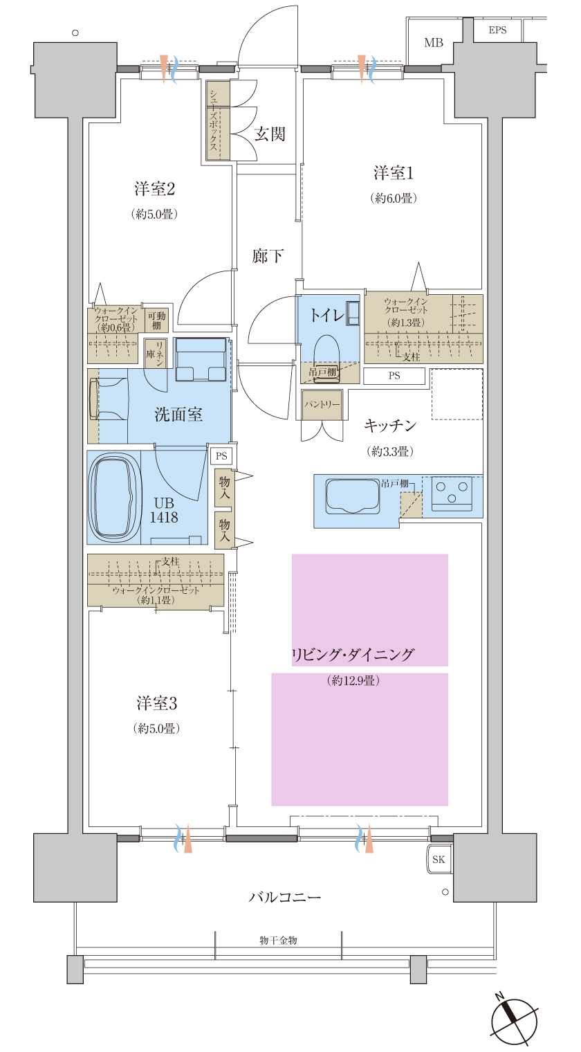 F2 type 間取り図