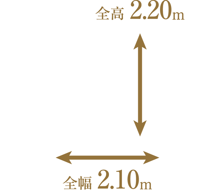 屋根付き平置駐車場 車両対応サイズ（正面）