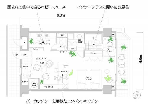 間取り図　-夫婦でいく「ホテルのように過ごすプライベートなセカンドハウス」（プランB）
