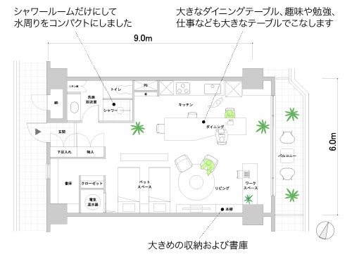 間取り図　-一人で行く「一人の時間を楽しむための隠れ家」（プランC）