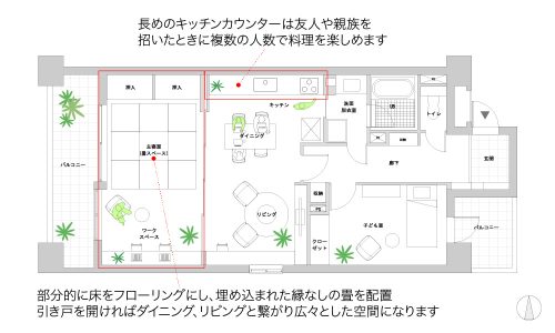 提案3「独立した子ども室を作りバルコニー側に主寝室を配置するプラン」