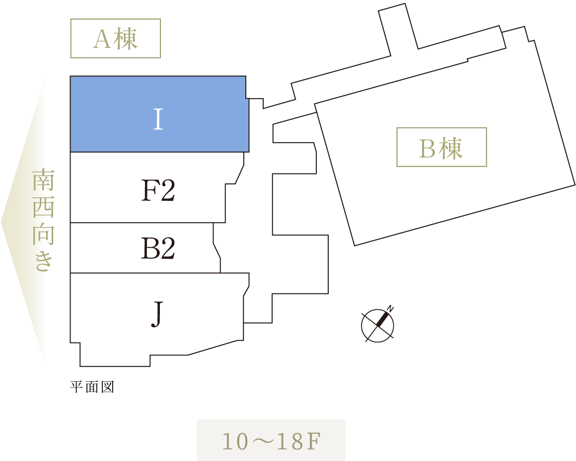 平面図 Iタイプ場所 B棟(図面左上)