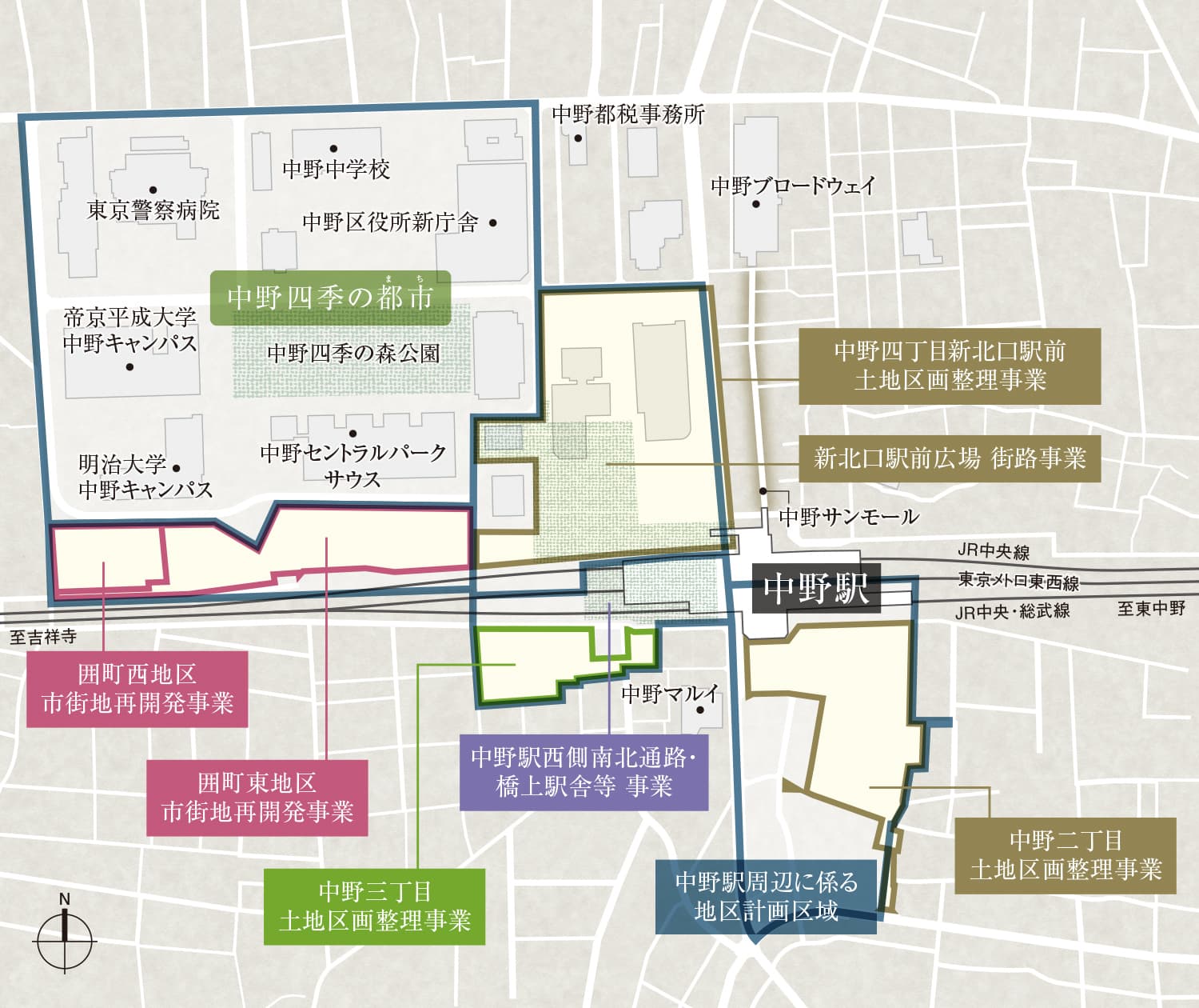 中野エリア再開発マップ