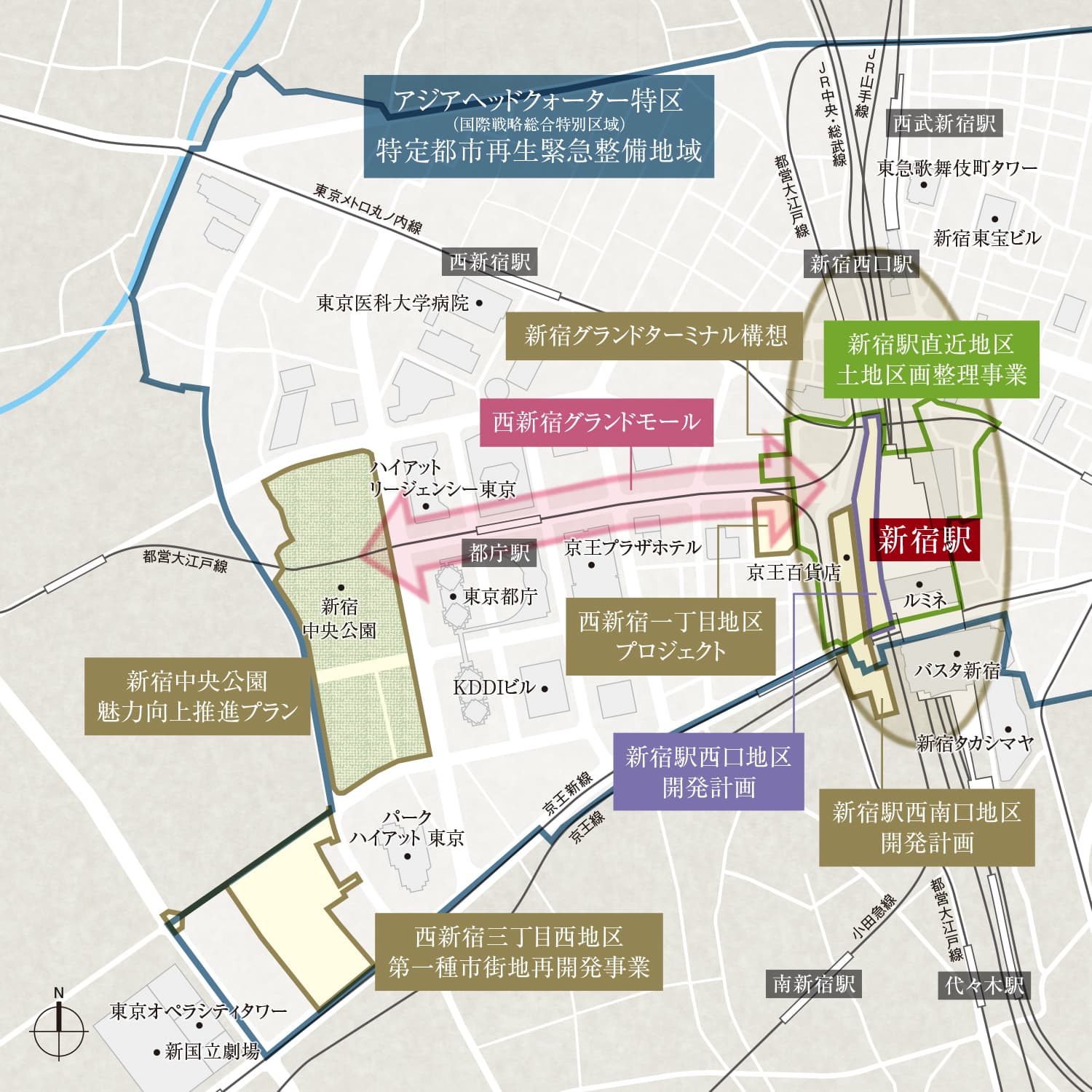 新宿エリア再開発マップ