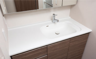 ボウルを片寄せした洗面化粧台のイメージ写真