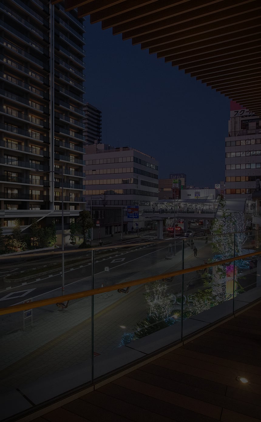 外観完成予想CG（U_PLACE 2階より駅方面を望む）