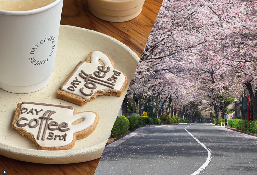 パティスリーのequilibreと、かむろ坂通りの様子