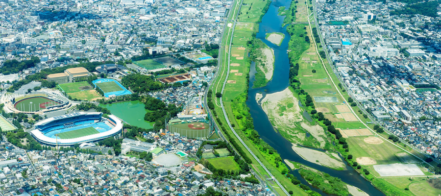 等々力緑地周辺空撮 image photo