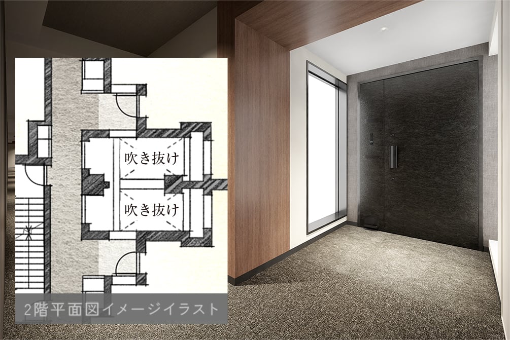 住戸玄関前完成予想CG