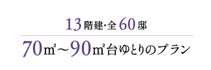 13階建・全60邸 70㎡～90㎡台ゆとりのプラン
