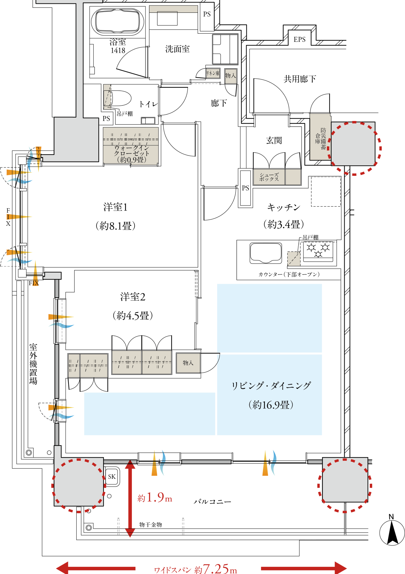 Dタイプ メニュープラン1間取り図