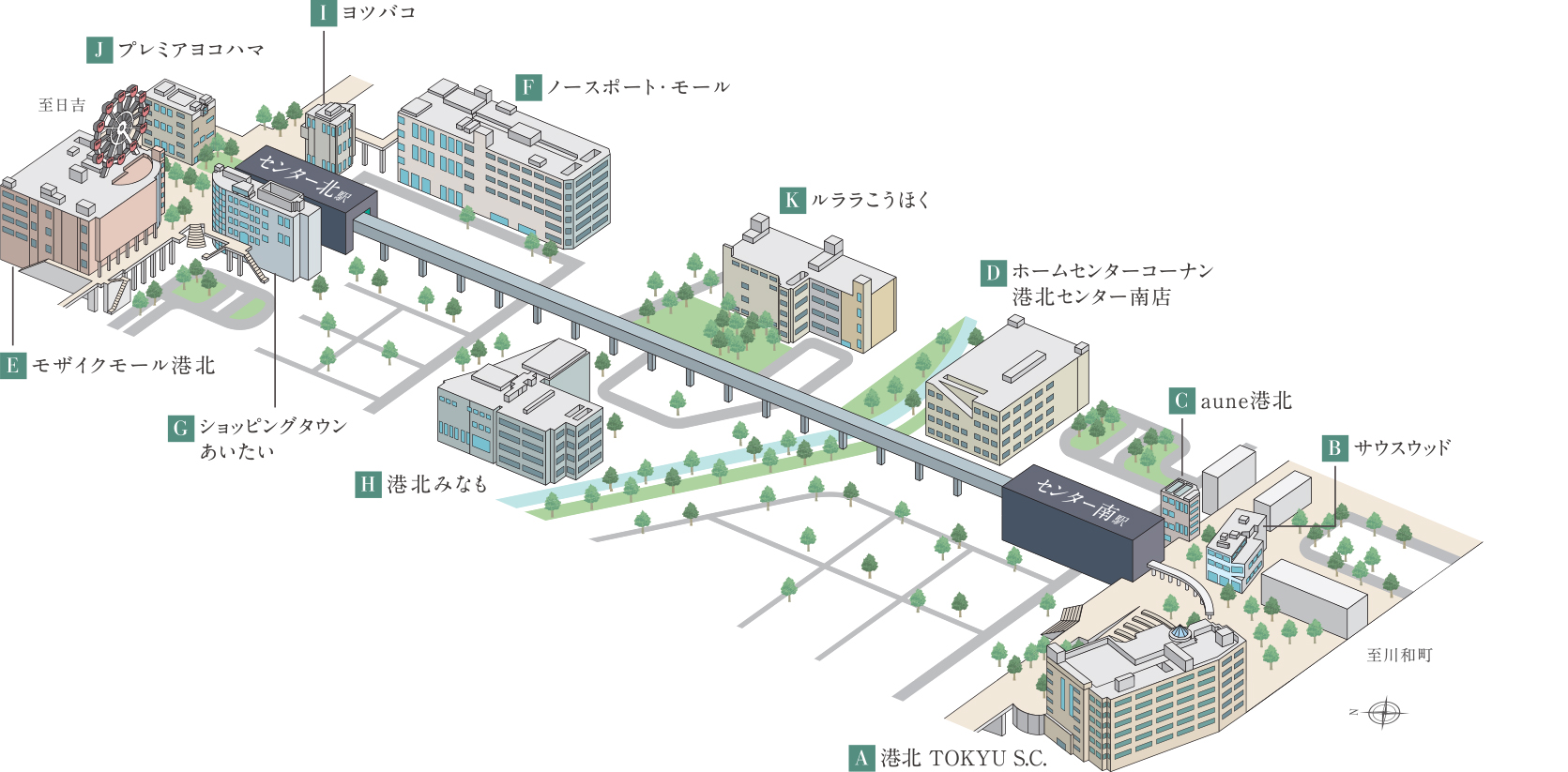 センター南・センター北商業施設概念イラスト