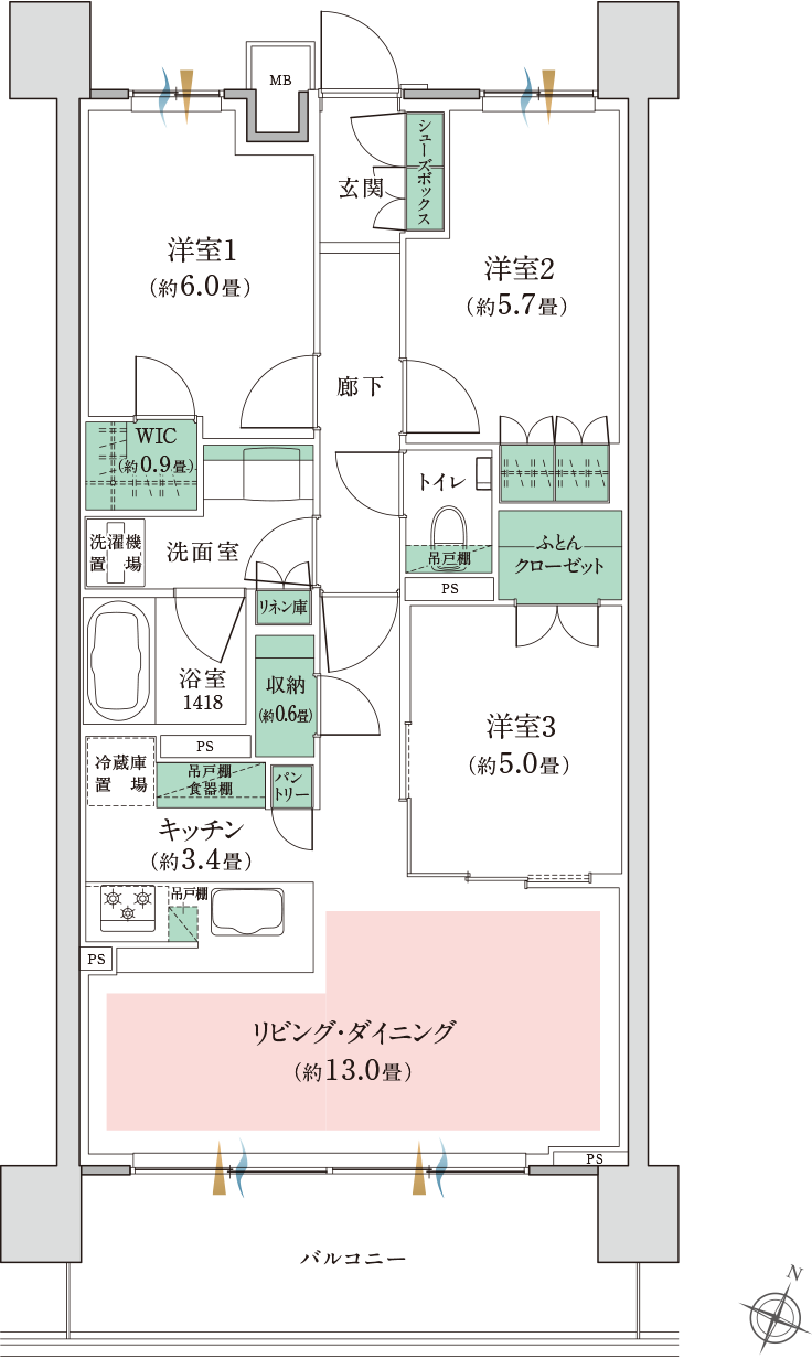 J type｜間取り｜【公式】ザ・パークハウス 横浜川和町フロント