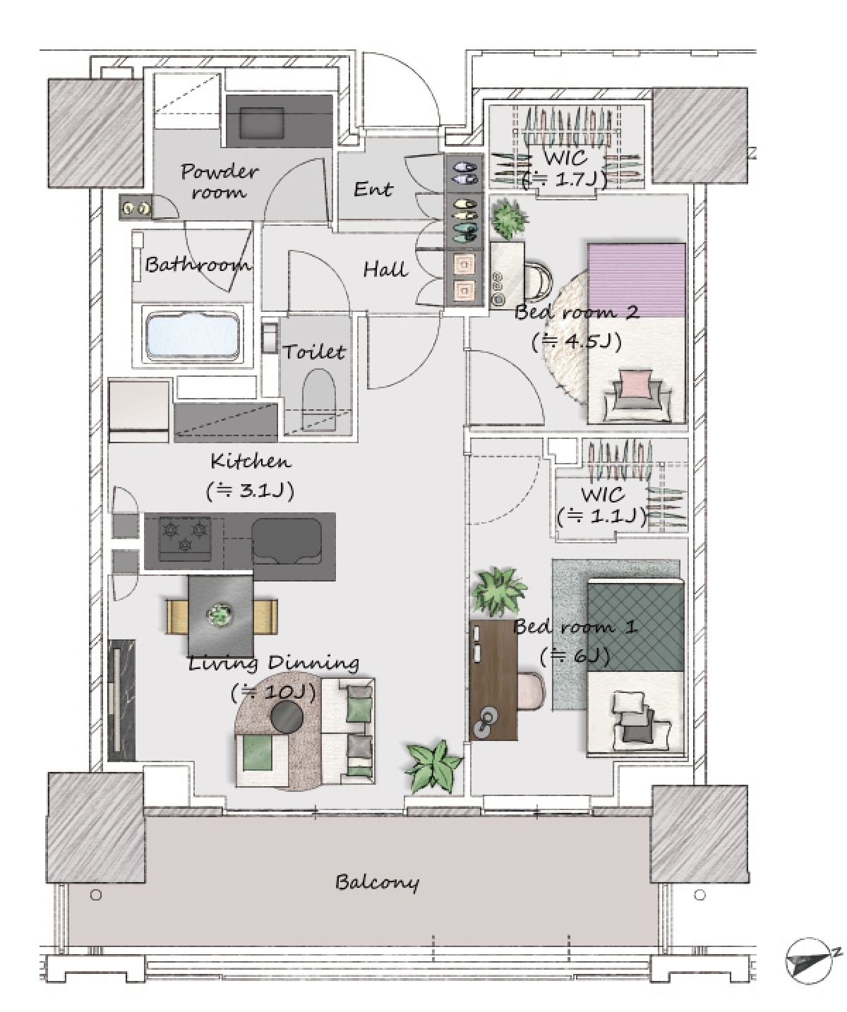 D1タイプ FOR DINKS 間取りイメージ