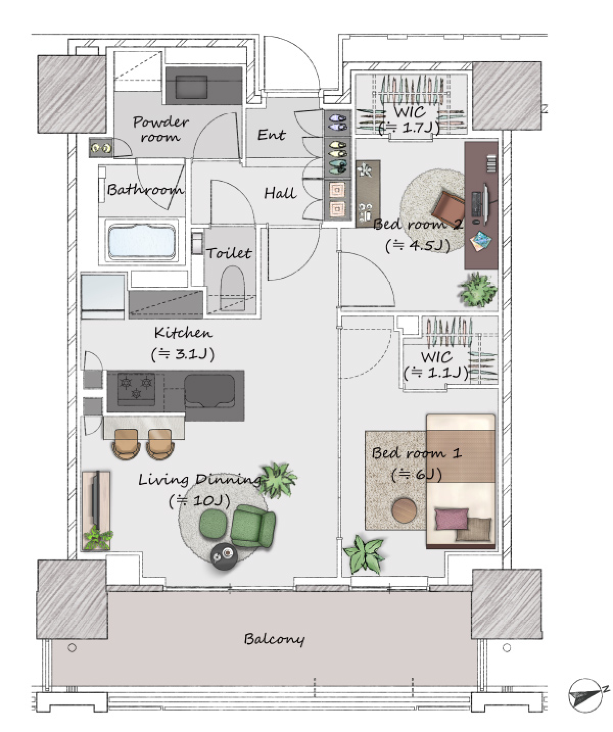 D1タイプ FOR SINGLE 間取りイメージ