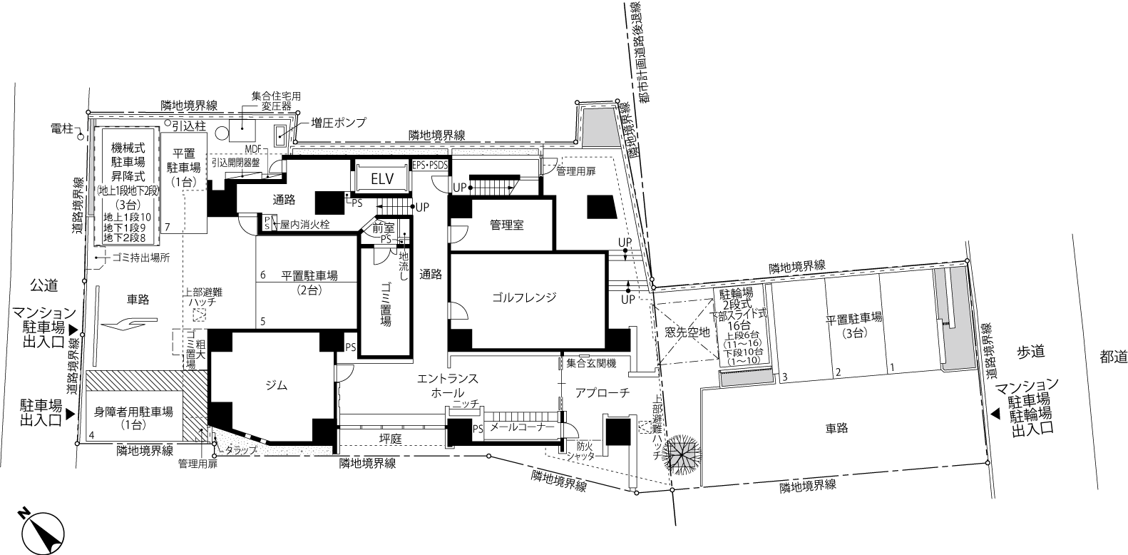 ザ・パークハビオ 市ヶ谷ウエスト 1階平面図
