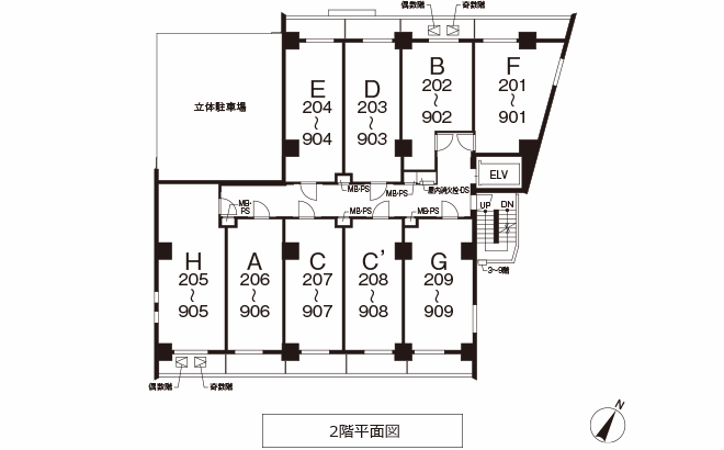 2-9階平面図