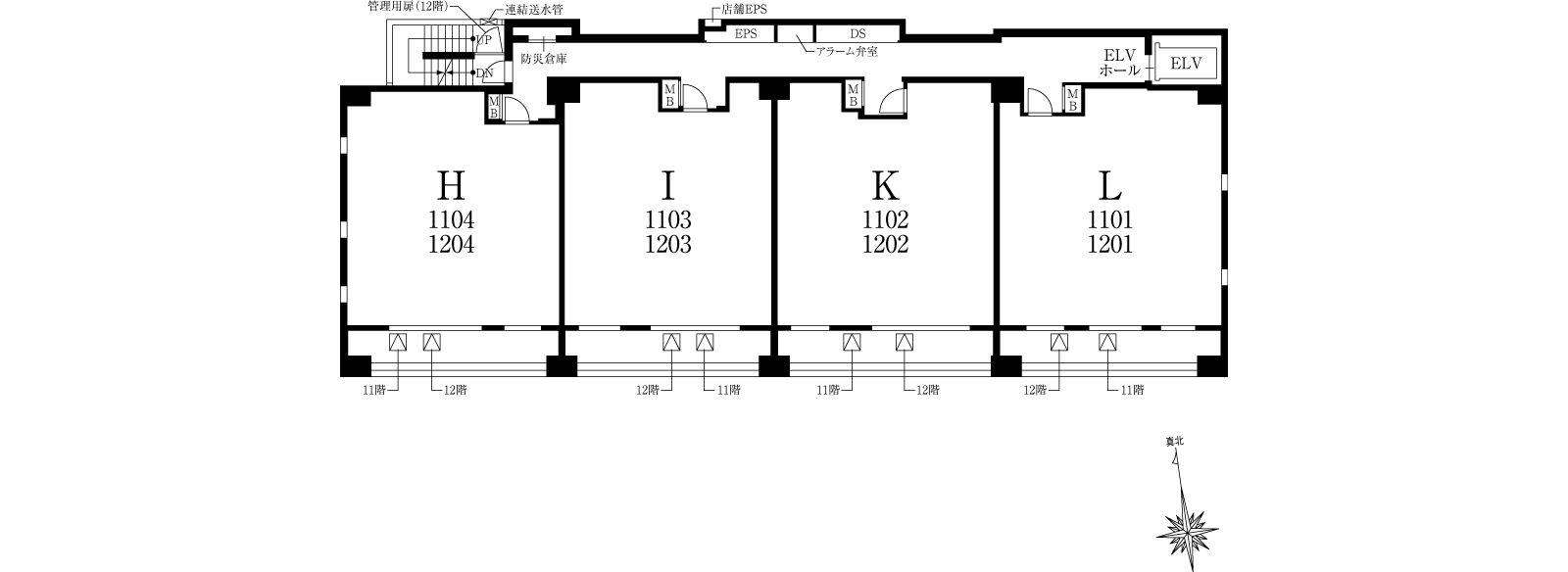 11〜12F平面図