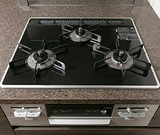 グリル付き3口コンロ