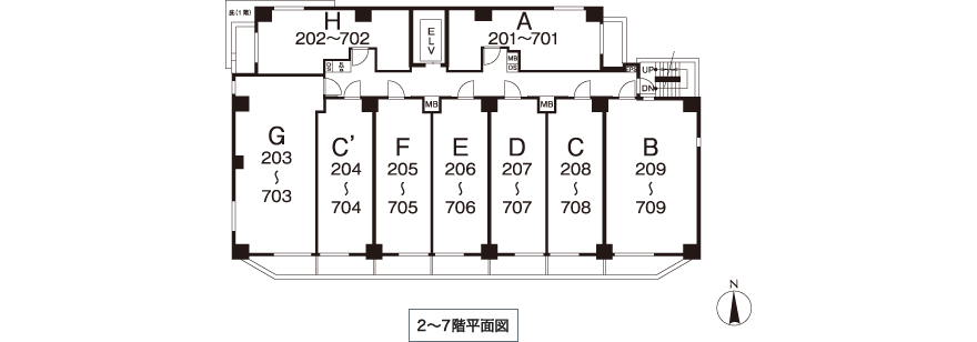 2-7階平面図