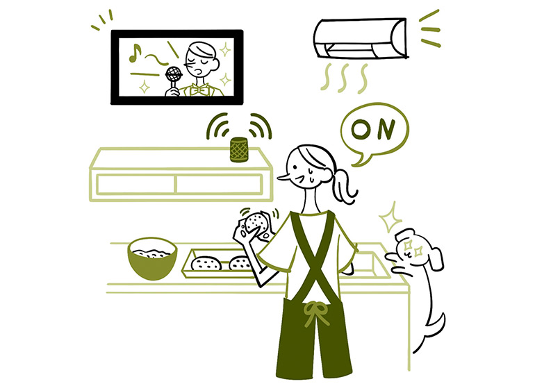 ハンバーグをこねている人のイラスト