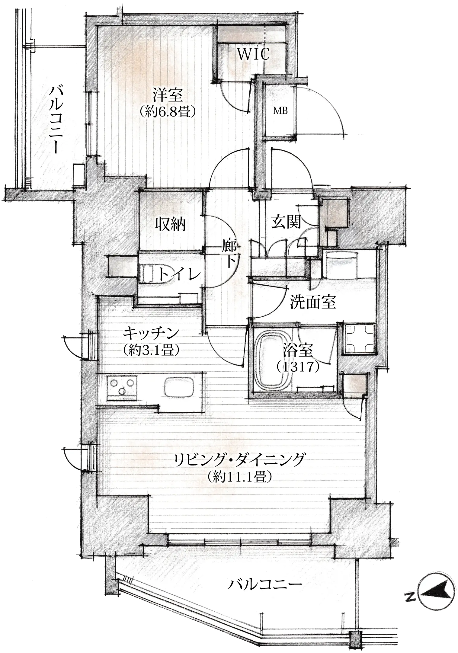 Fタイプ 間取り図（計画段階の図面）