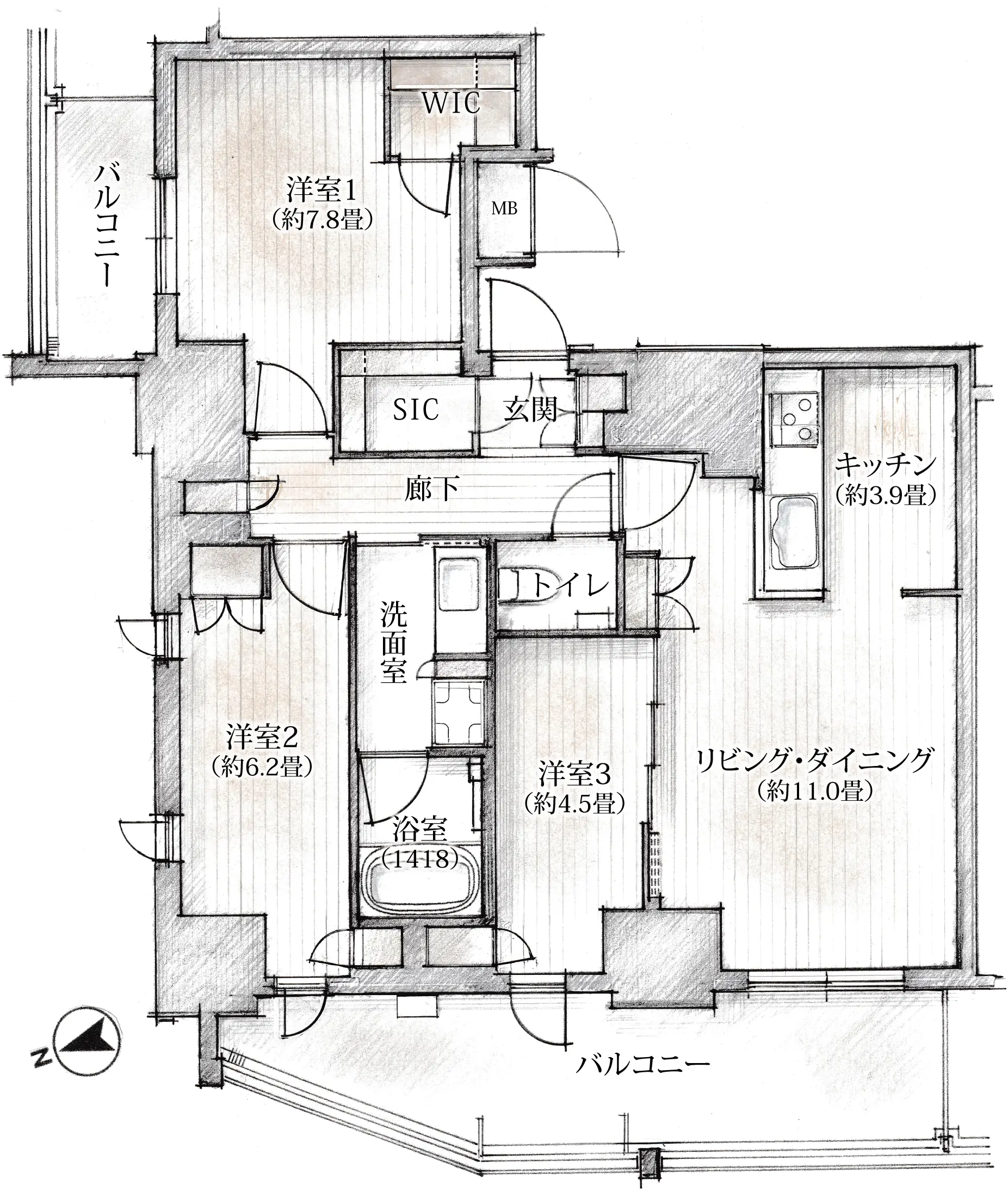 Gタイプ 間取り図（計画段階の図面）