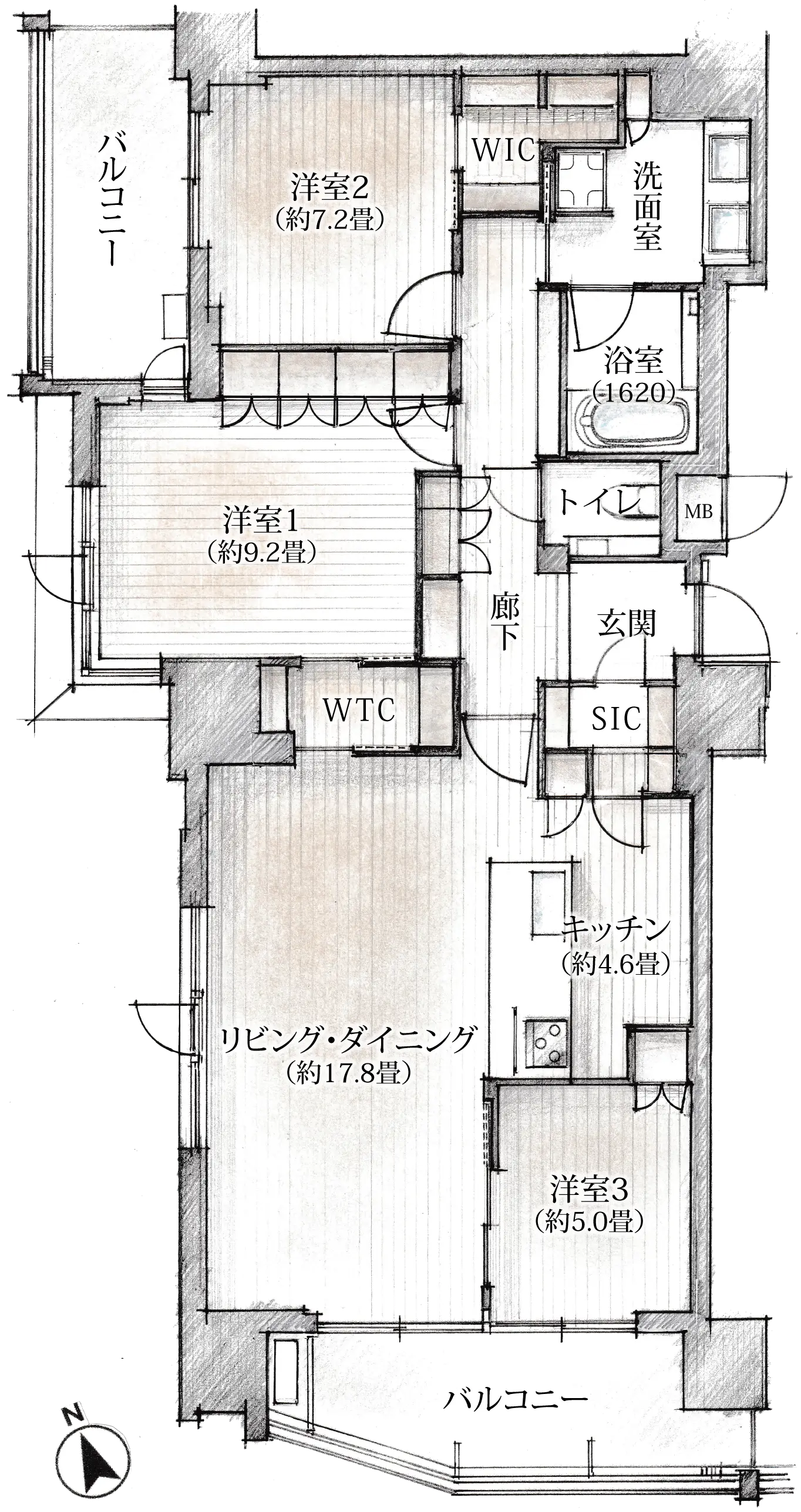 Lタイプ 間取り図（計画段階の図面）